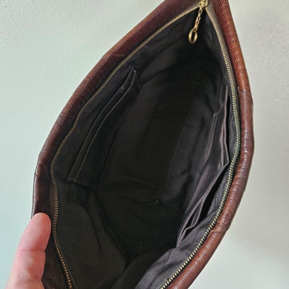 Vintage 30s Baguette Lizard Skin Brown Clutch - Picture 6 of 6